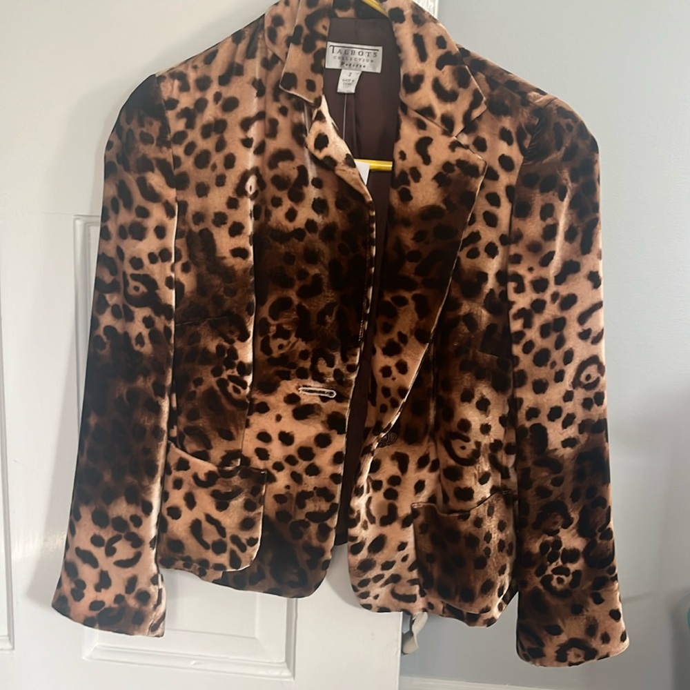 Talbots Petite Velvet blazer Leopard